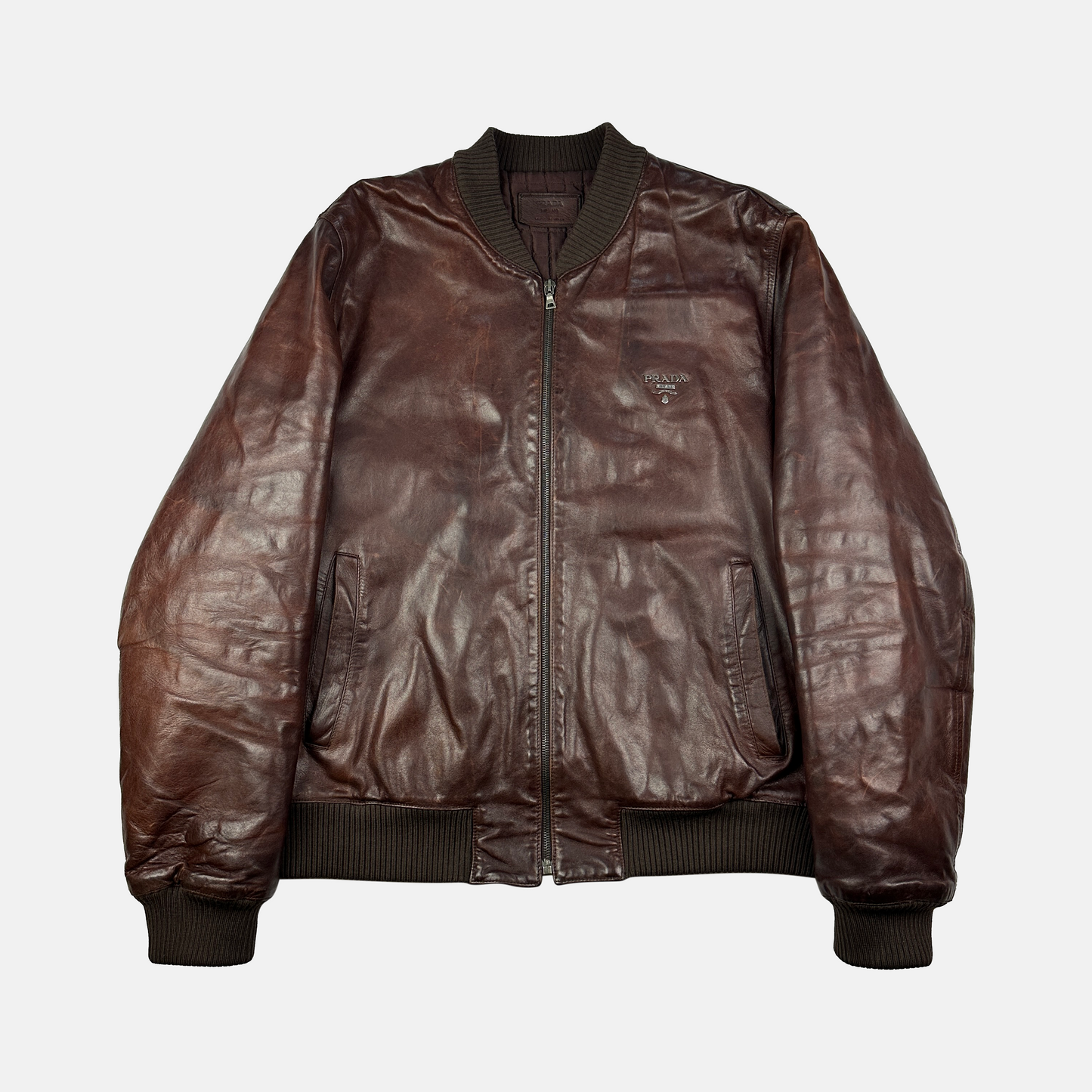 Prada SS2007 Læder Jakke (Str. XL)