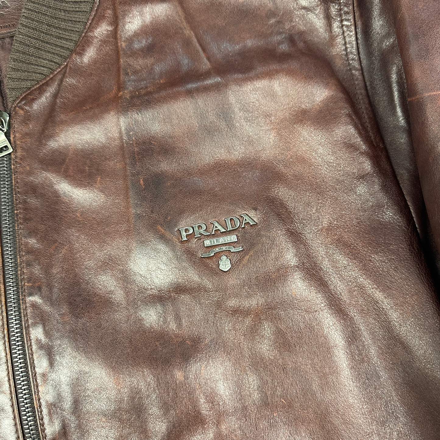 Prada SS2007 Læder Jakke (Str. XL)