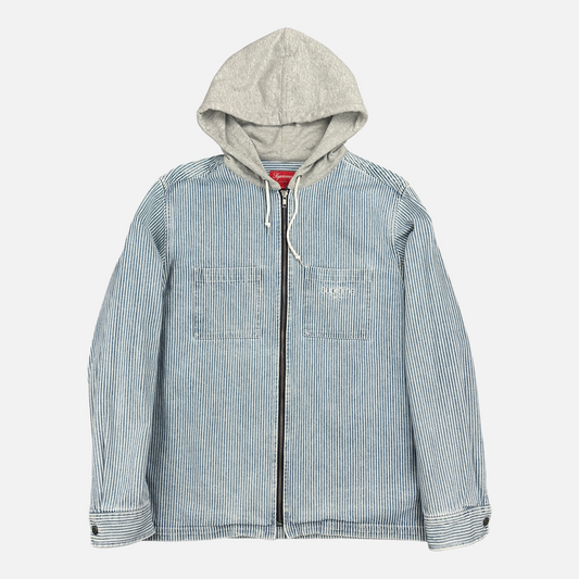 Supreme Hooded Stripe Denim Zip Up (Str. L)